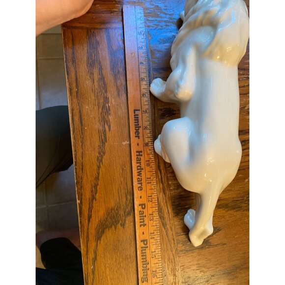 Vintage Ceramic Lion Figurine White Glossy Finish Handcrafted Decorative Piece 1 - Picture 9 of 11